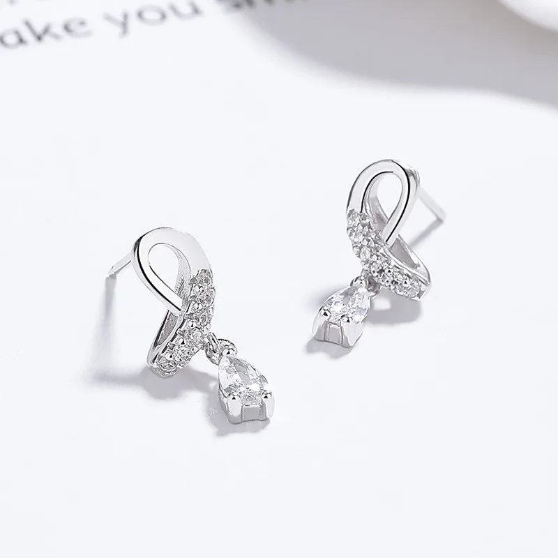 ENSHIR Crossed Wires Hollow Shiny Zircon Stud Earrings for Women Daily Temperament Fashion Elegant Creative Jewelry Gifts