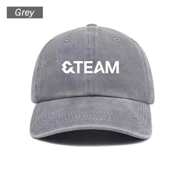 Kpop &TEAM Baseball Cap Washed Printed Trucker Style Unisex Cotton Streetwear Korean Fashion Summer Sun Hat 4