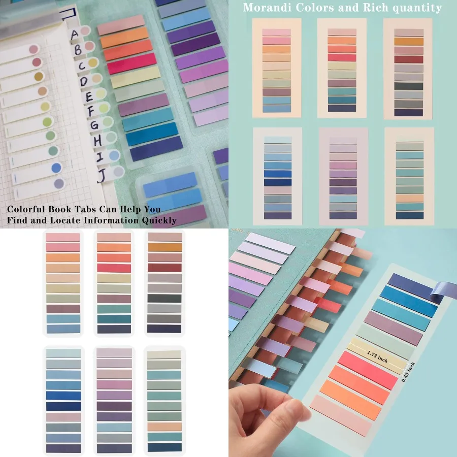 

ELII 1200pcs Sticky Tabs Page Markers for Reading and Studying Morandi Colorful Writable and Repositionable Book Flags Tabs Str