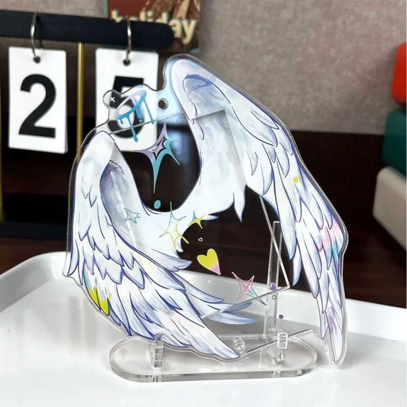 Angel Wing Shaped Stand Desktop Decoration Beauty Acrylic Small Card Ornament for Friends Collection Gifts Display Display Goods