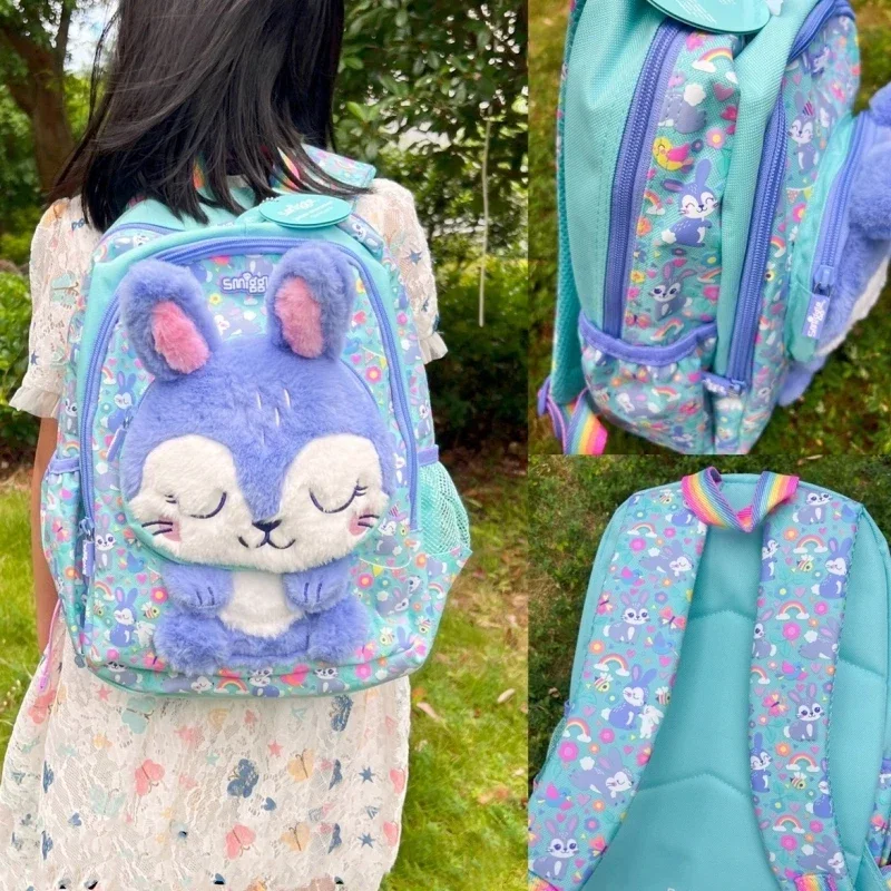 New Genuine Australian Smiggle Backpack With Purple Rabbit Shaped Backpack Children Stationery Student Pencil Case Children Gift