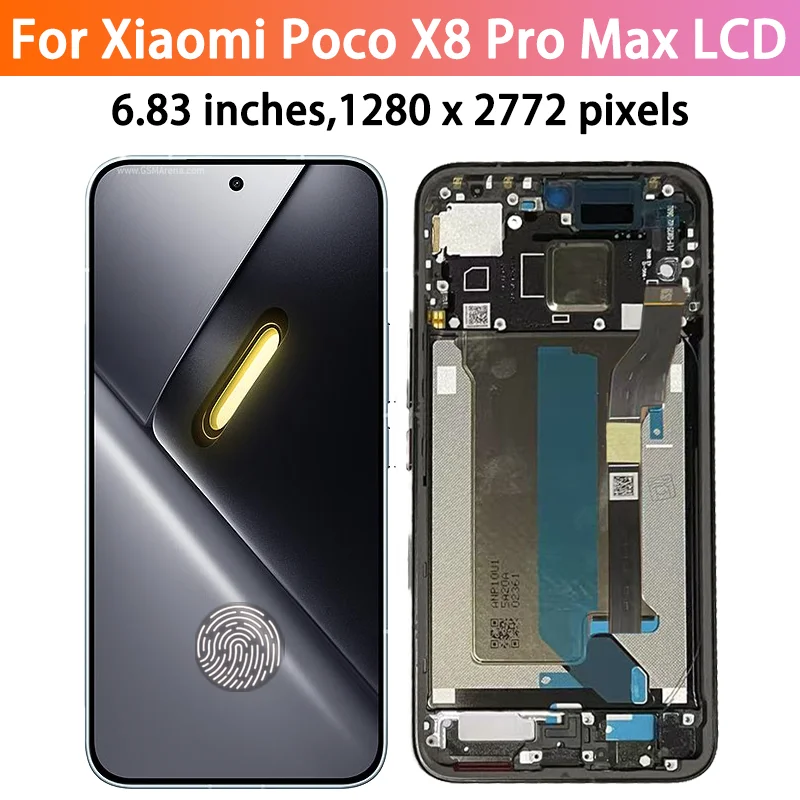 X8 Pro Max Display Screen With Frame For Xiaomi Poco X8 Pro Max 5G Lcd 2602BPC18G Display Touch Screen Digitizer Assembly