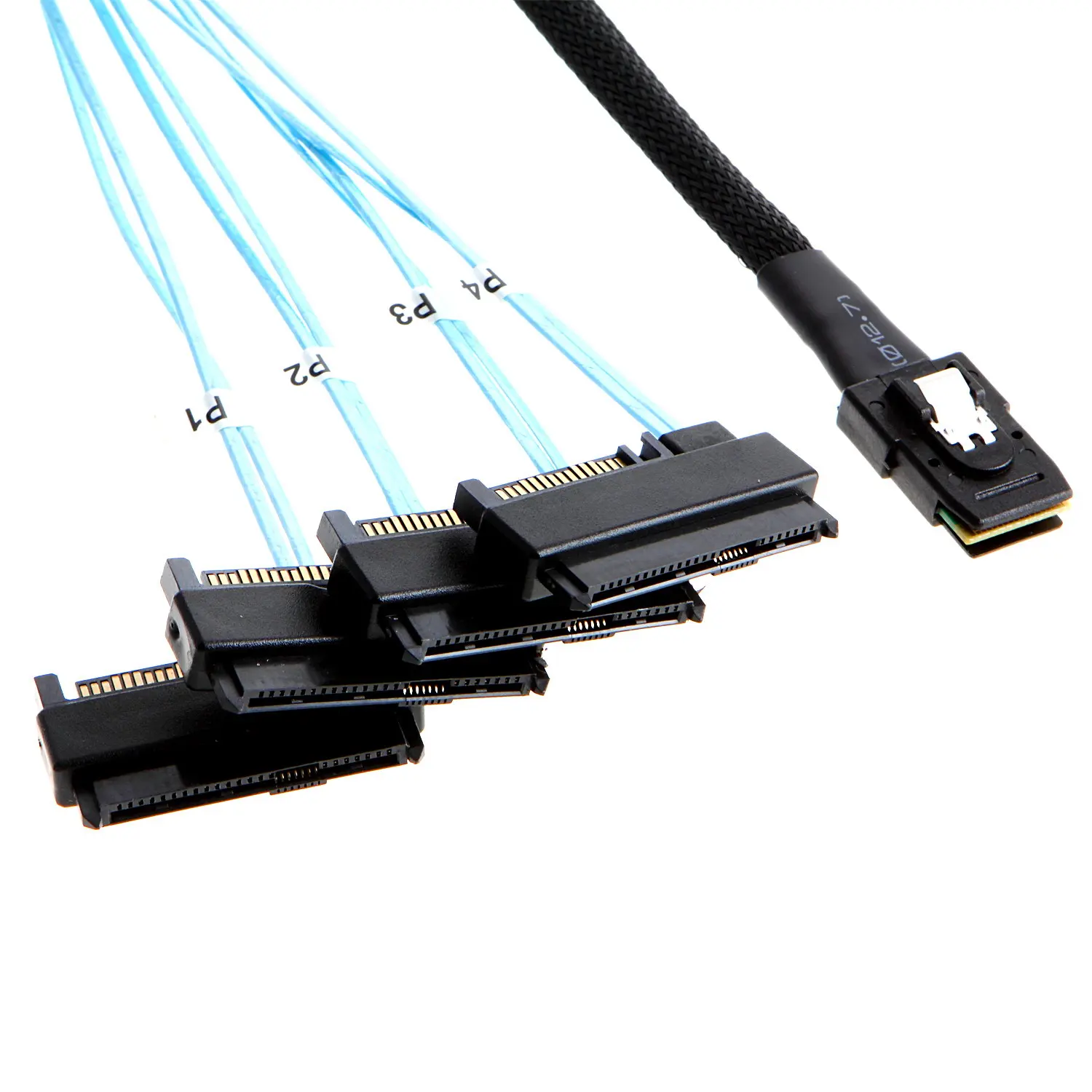 50cm Internal 36 Pin Mini SAS SFF-8087 Host to 4 SFF-8482 Target SAS Hard Disk and SATA Power Cable