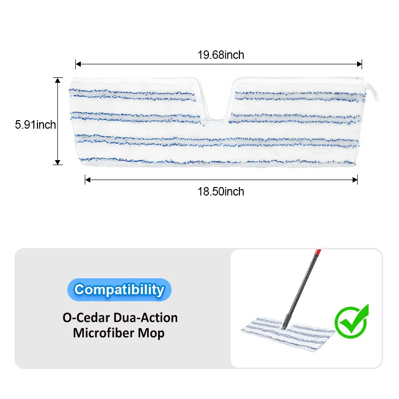 Mop z mikrofibry podkładka zastępcza do O-cedru Vileda płaski Mop do użytku na sucho/mokro, nadające się do prania w pralce wielokrotnego użytku,