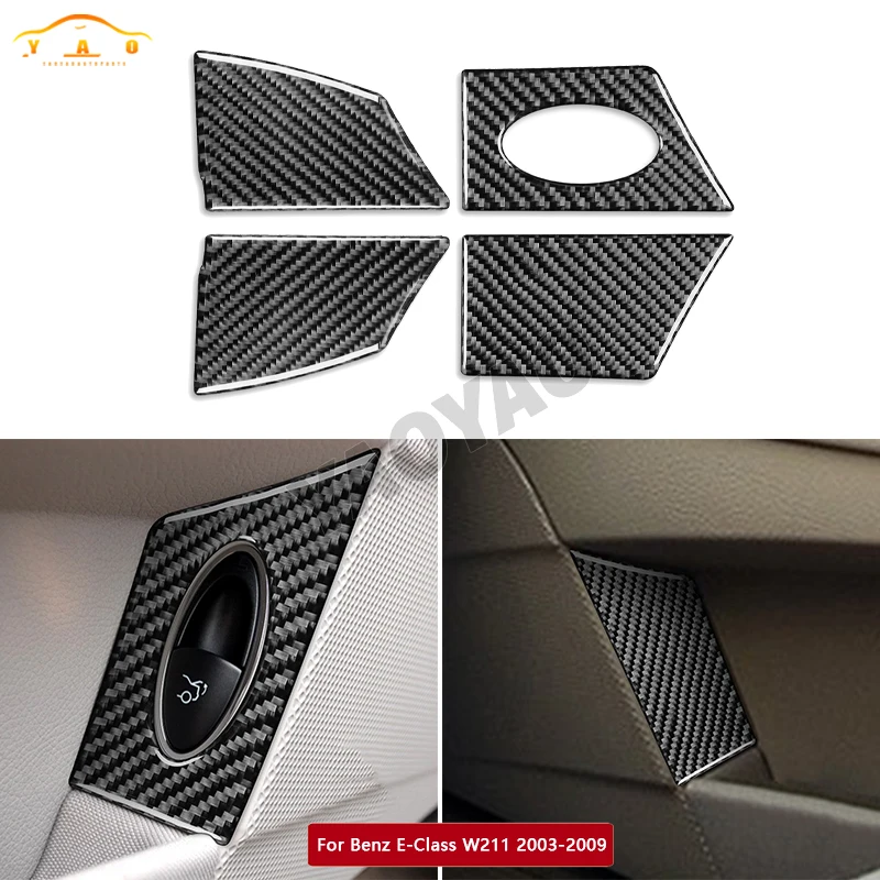 For Mercedes Benz E Class W211 2003-2009 Car Gearshift Air Conditioning CD Panel Door Armrest Cover Trim Sticker