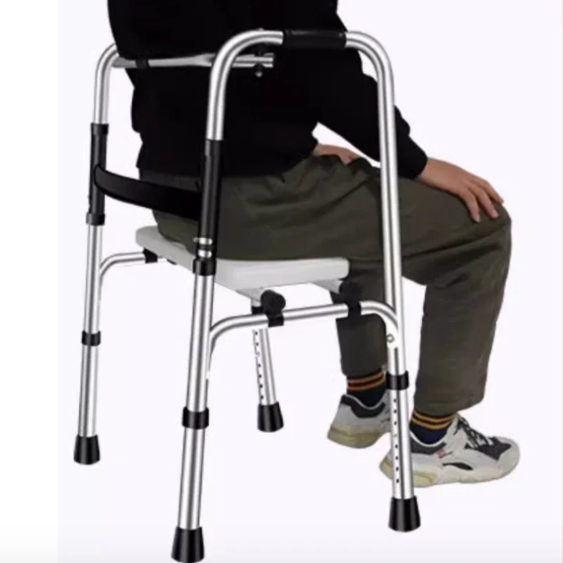 Rehabilitation Training Walker NonSlip FourLegged PushandSit Shopping Cart for Elderly Mobility Training Convenient Walking Aid