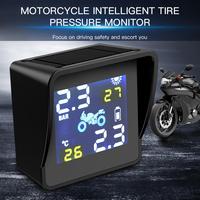 Solar Charging LCD Motorcycle TPMS Tire Pressure Tyre Temperature Monitoring Alarm System Auto Replacement Parts with 2 Sensors