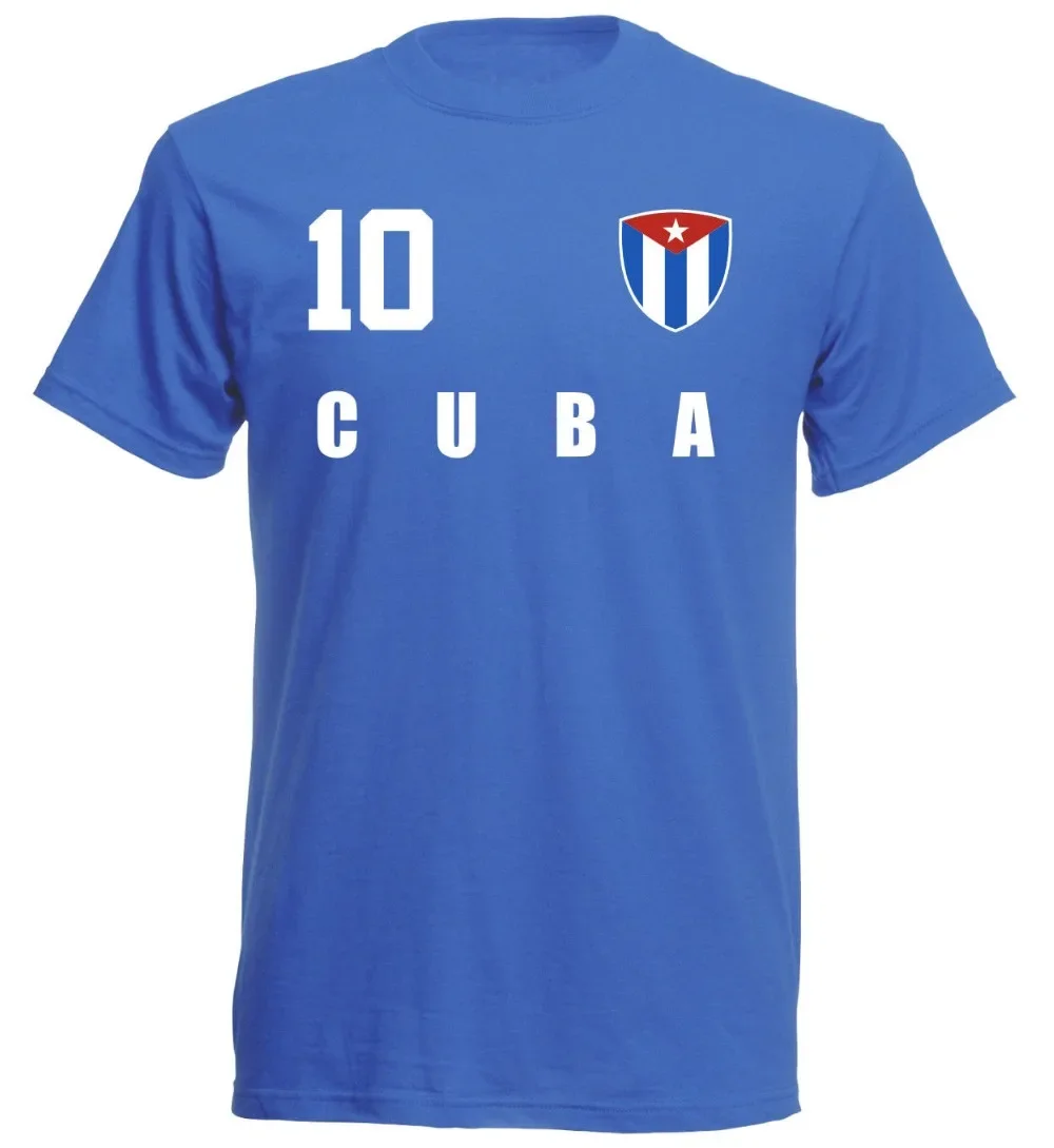Kuba Cuba T-Shirt Blau Trikot Fubball Nr ALL 10 Sporter Footballer Soccers Tee Shirt