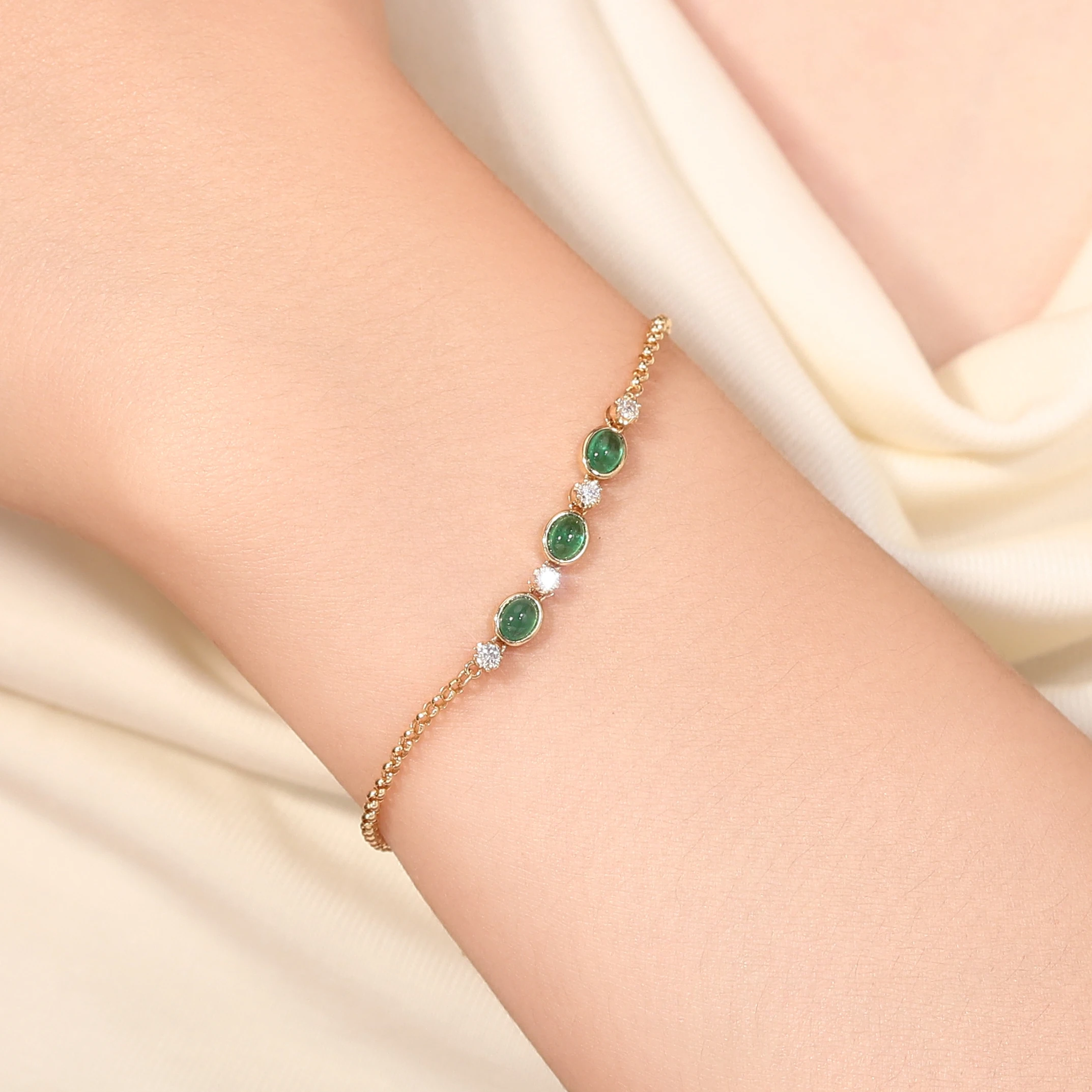 Provence Emerald Bracelet 18KGold Lab Gemstones Elegant Wedding Engagement Everyday Vintage Bracelet Women′s Christmas Gifts