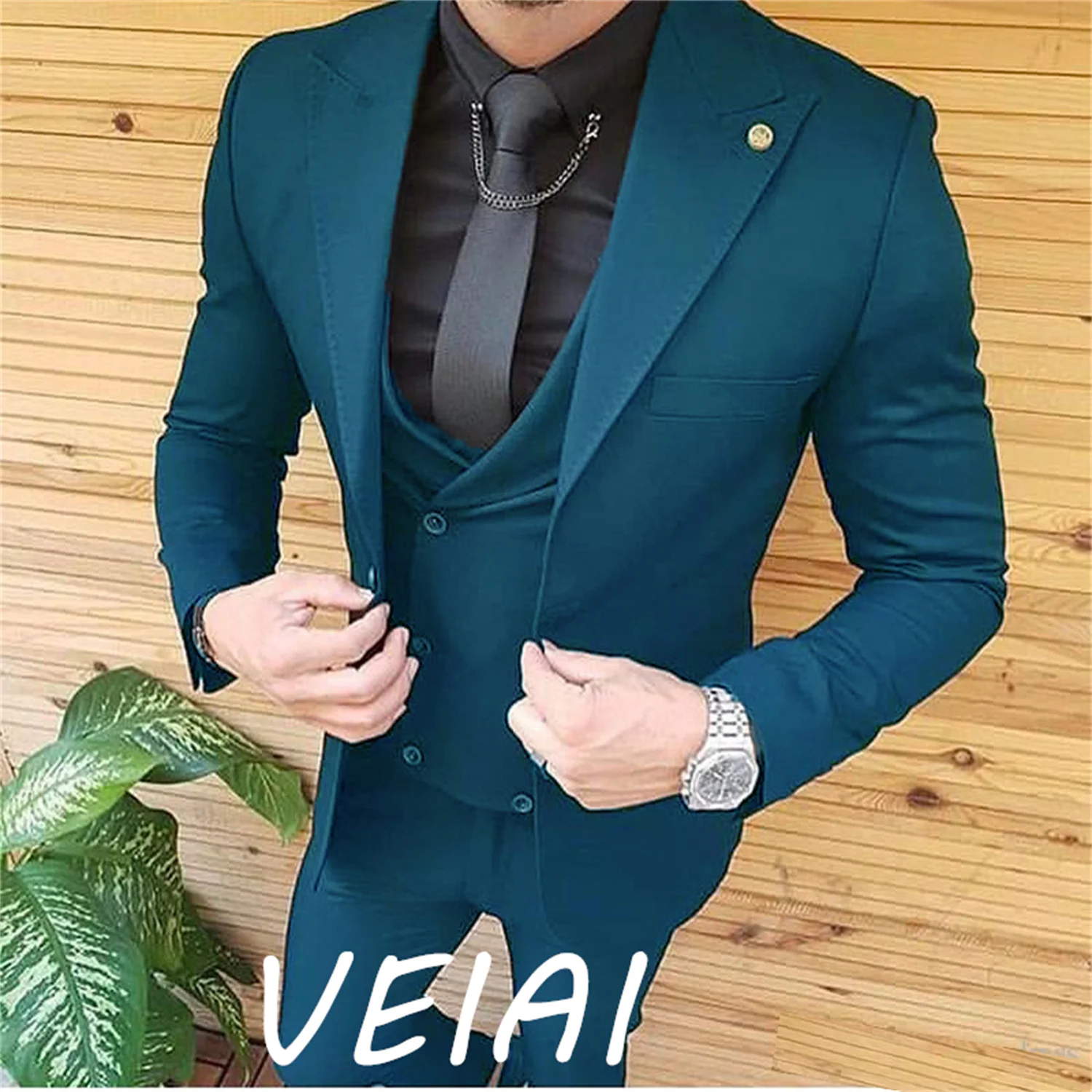 

Mens Suits 3 Pieces Fashion Solid Double Breasted Men Wedding Prom Dress Male Blazer Coat Pants Slim Fit Suits Tuxedo 5XL-M