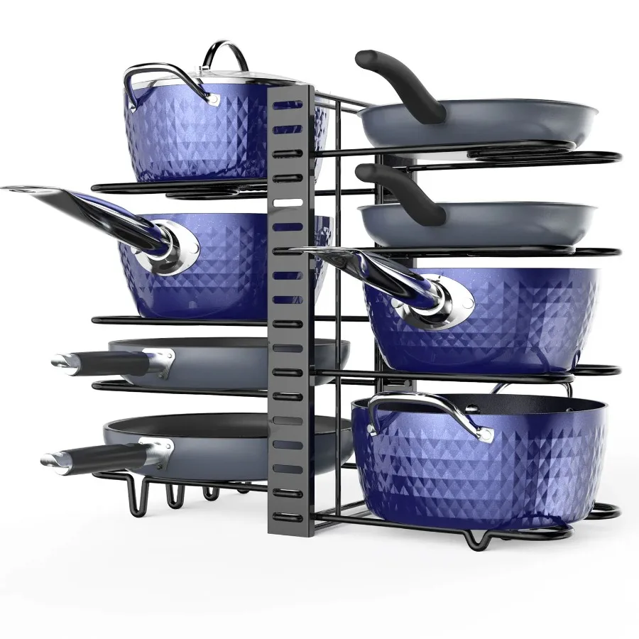

Pot and pan organizer Pot Lid Holders and Pan Rack Multiple DIY methods 8 tier pot racks adjustable kitchen organization and st