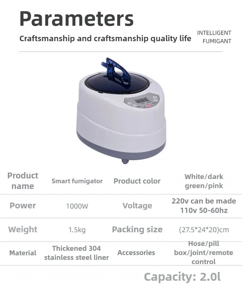Intelligent Multi-function Fumigator Household Sauna Steam Pot with LED Display Multi-speed Adjustable SPA Fumigator Portable