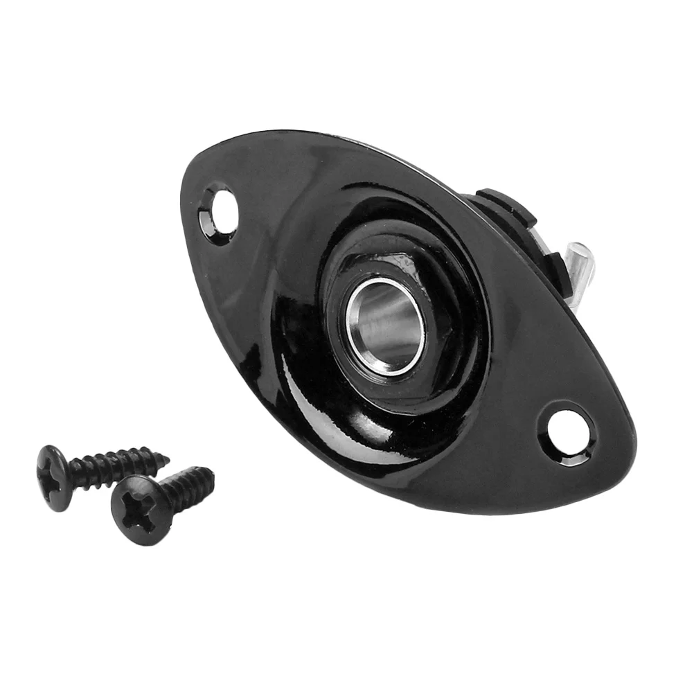 

1 Piece Black Guitar Jack Socket Indented Oval Pickup Output Input Plug Durable for Electric Guitar Bass Pick Up Jacks