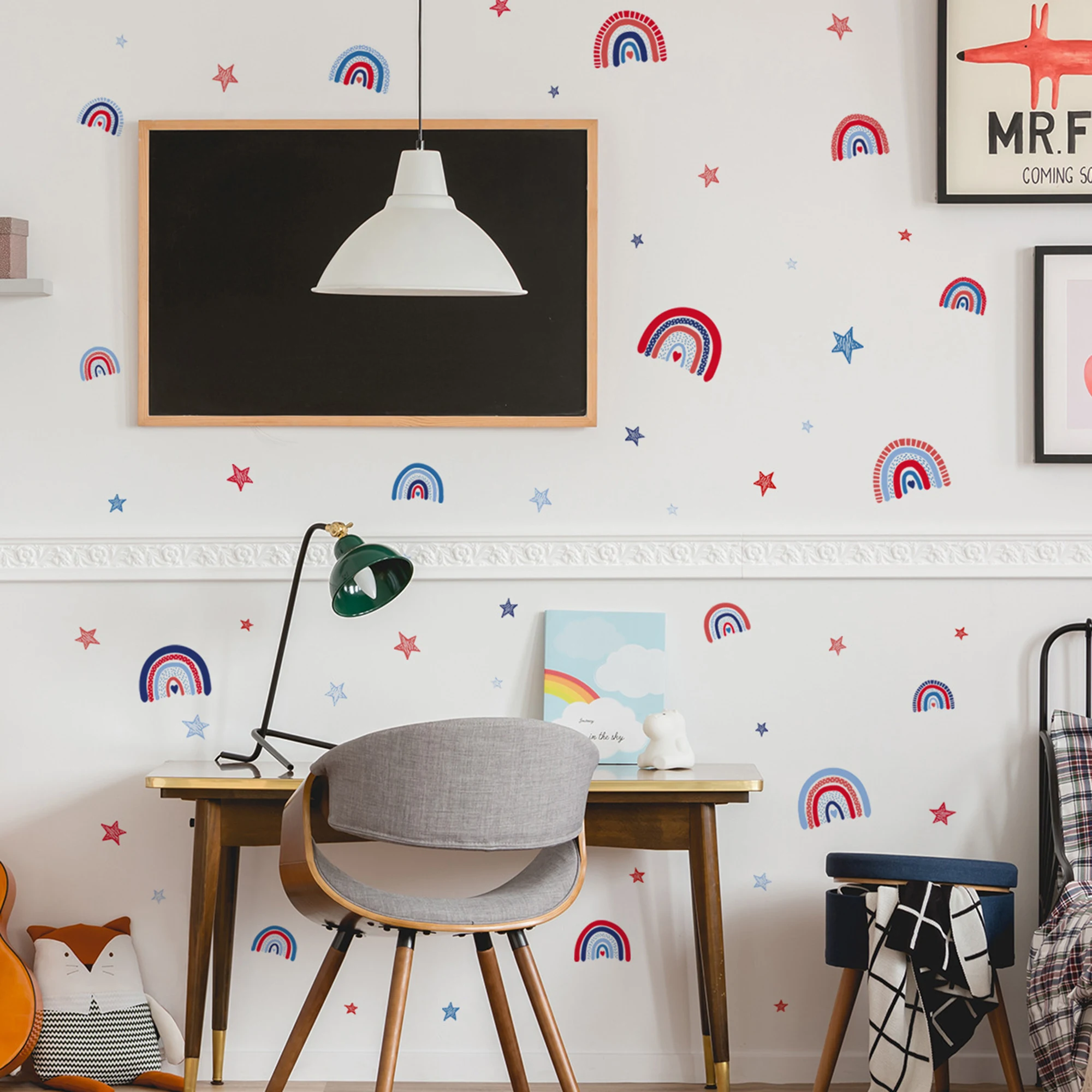 Decalques de parede do dia da independência, adesivos coloridos de fogos de artifício, bandeira americana, decorações de sala para casa patriótica