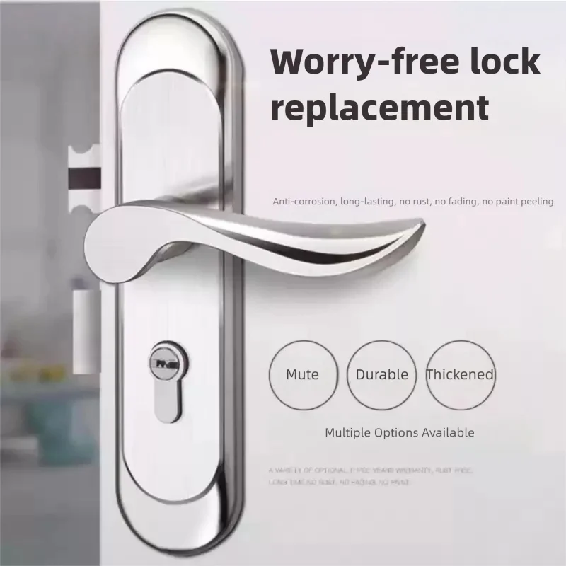 High-Quality Stainless Steel Household Indoor Door Lock Universal Type Wooden Door Lock, Tamper Free Adjustable Door Handle Bedr