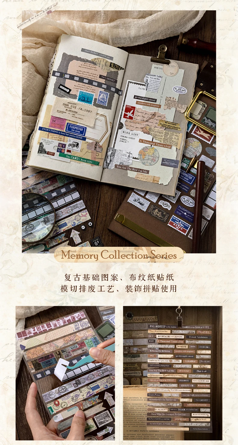 3 Stück große Vintage-Aufkleber aus geflochtenem Papier, dekoratives Scrapbooking-Tagebuch, Album, handgefertigtes Junk-Tagebuchzubehör – Detail 2