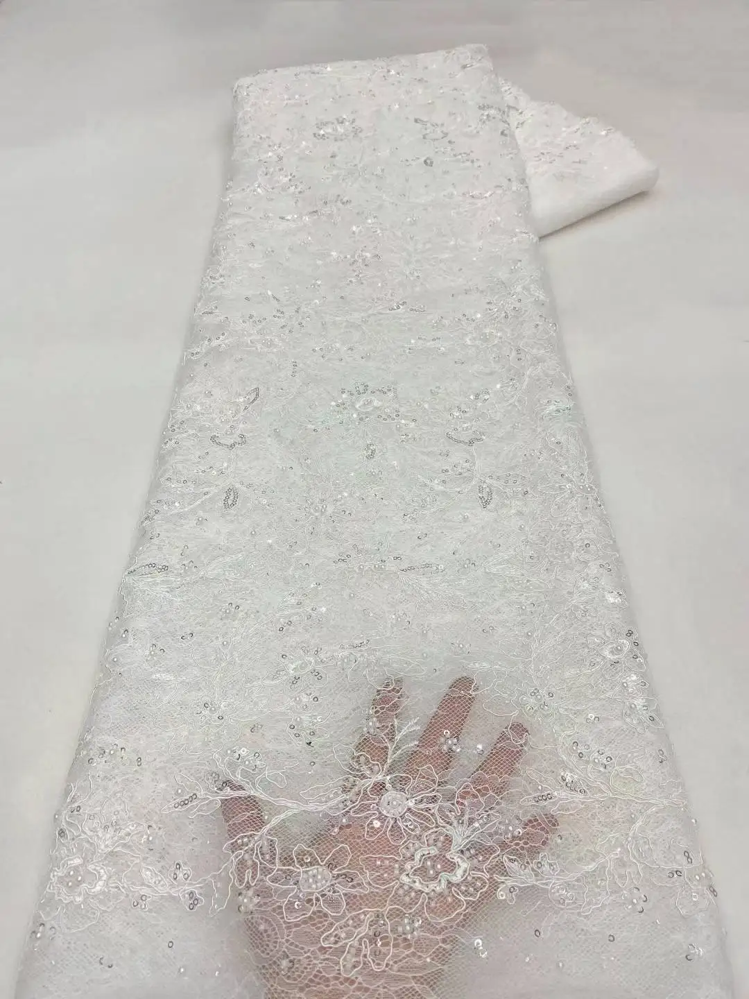 

5 ярдов роскошной африканской кружевной ткани с пайетками для жениха, высококачественный французский нигерийский тюль с бисером для свадебного платья, коллекция 2026 года