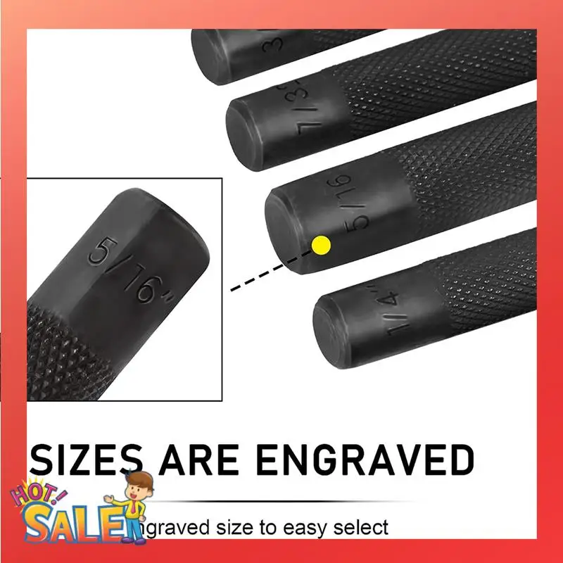 9Pc Steel Round Head Pins Punch Set Adjuster Punch Hunting Remover Pin Punch Tools Accessories Remove Repair Chisel Tool Durable