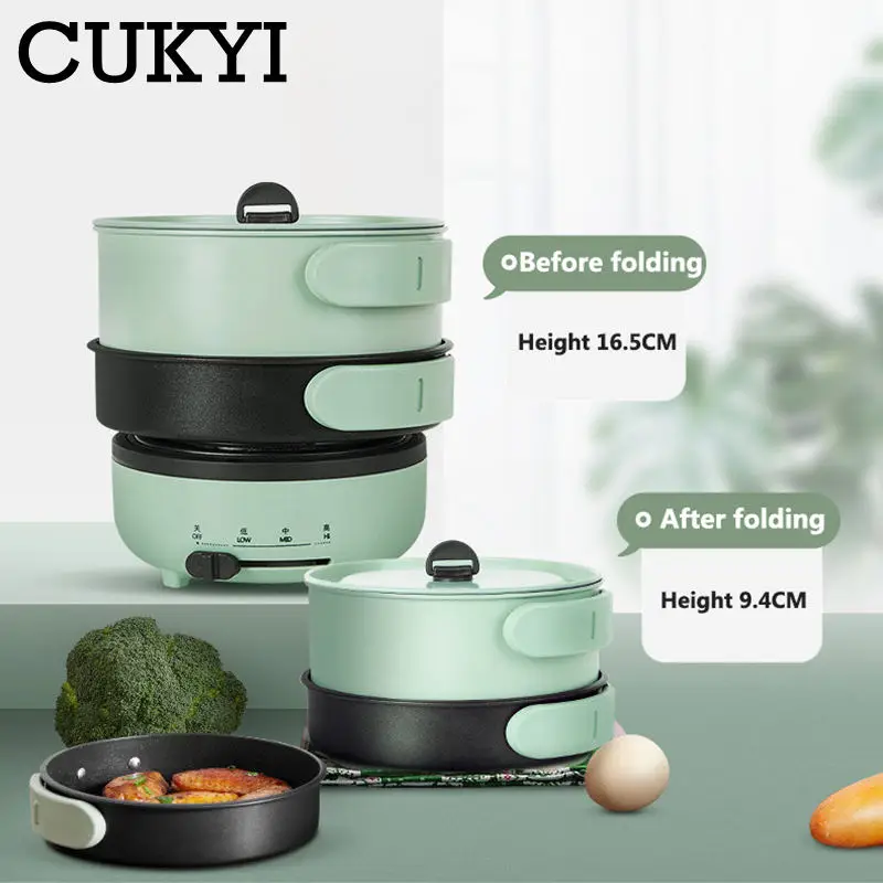 Foldable Travel Pot Multifunctional Split Stir-Fry Pan Portable Cooking Pot Electric Heating Stove Water Boiler Multicooker 220V