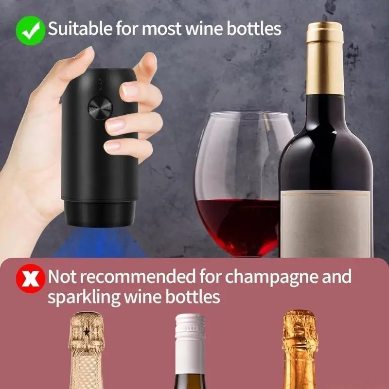 D0AB Electric Wine Saver Rechargeable with Reusable Vacuum Wine Stoppers