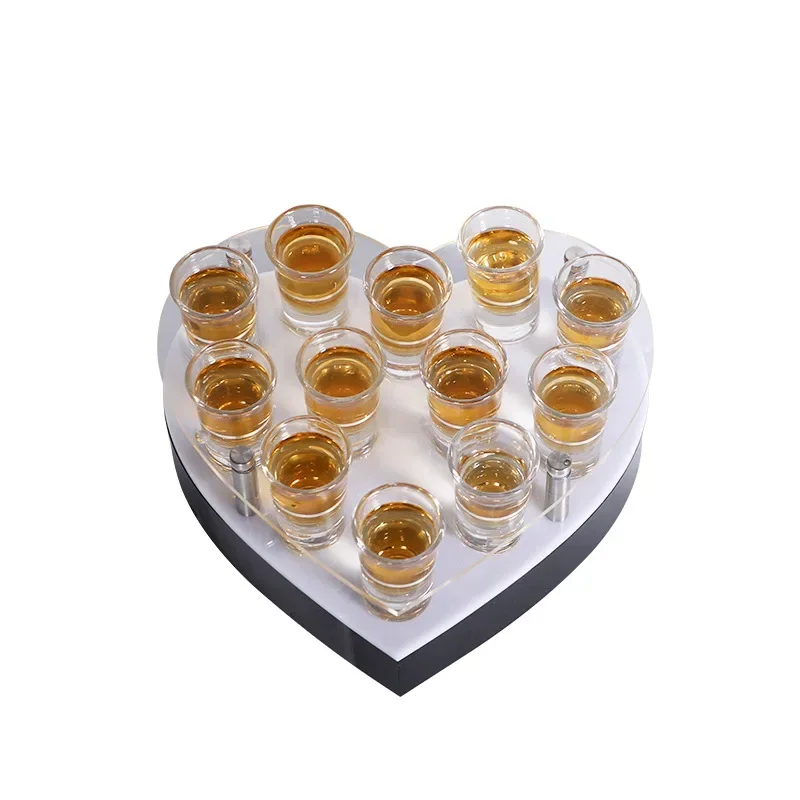 LED luminous acrylic heart-shaped cup holder bar KTV special bullet cup holder one cup cocktail bucket wine rack