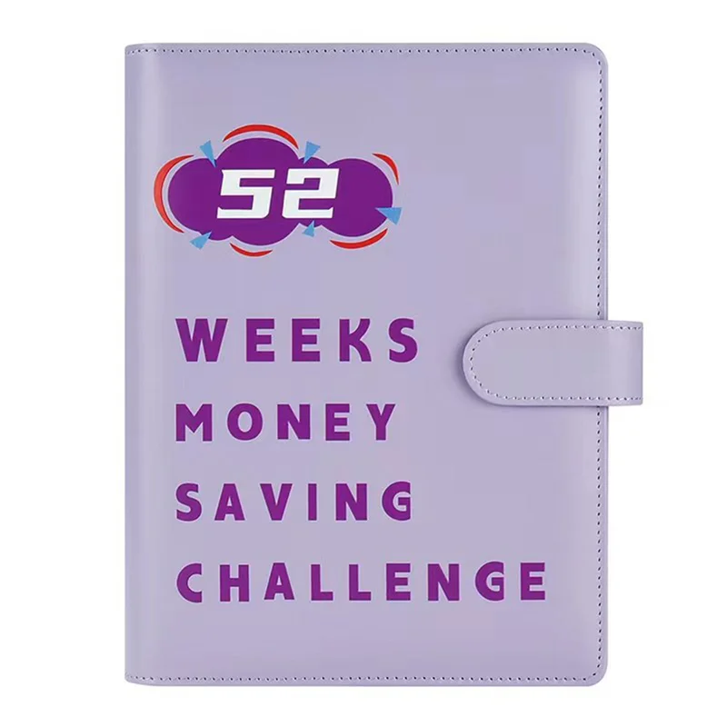 AC56-52 Week Money Challenge Binder With Envelopes Storage Budgeting Binder Cash Saving Challenge Box Kit