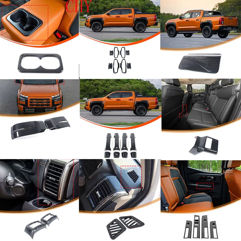 

For Mitsubishi L200 2024+ ABS carbon fiber car door handle cover exterior rearview mirror cover decorative sticker accessories