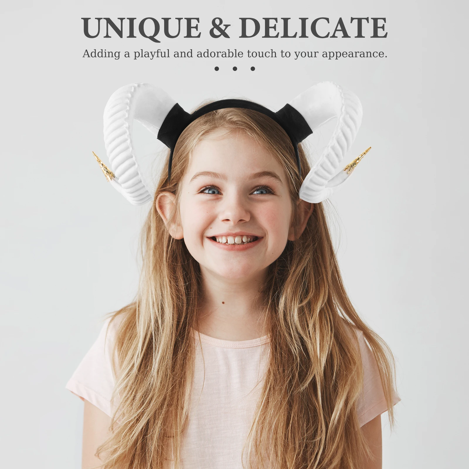 

1 White Single Horn Headb Gold Decoration Lightweight PP Material Comfortable Cosplay Halloween Festival Women Party for women