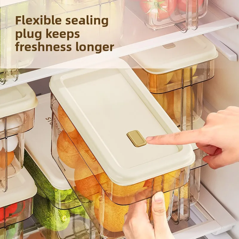 

Ящик для хранения в холодильнике Ящик для хранения свежести, крышка для пищевых продуктов, герметичные яйца, яйца, фрукты, овощи, слив для хранения замороженных продуктов питания