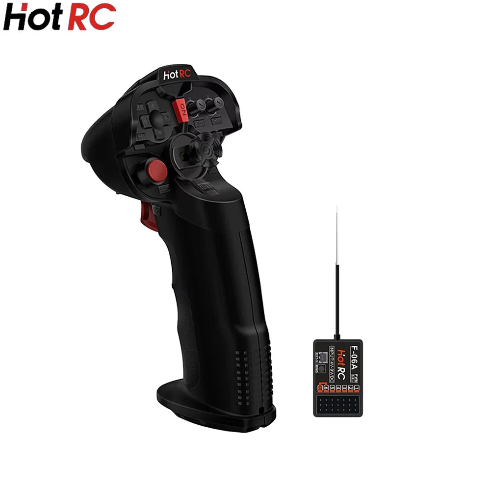 HotRC DS-4A  2.4GHz Single Hand RC Transmitter 4CH Radio Remote Control with 6CH Receiver for RC Car Boat Drone Airplane