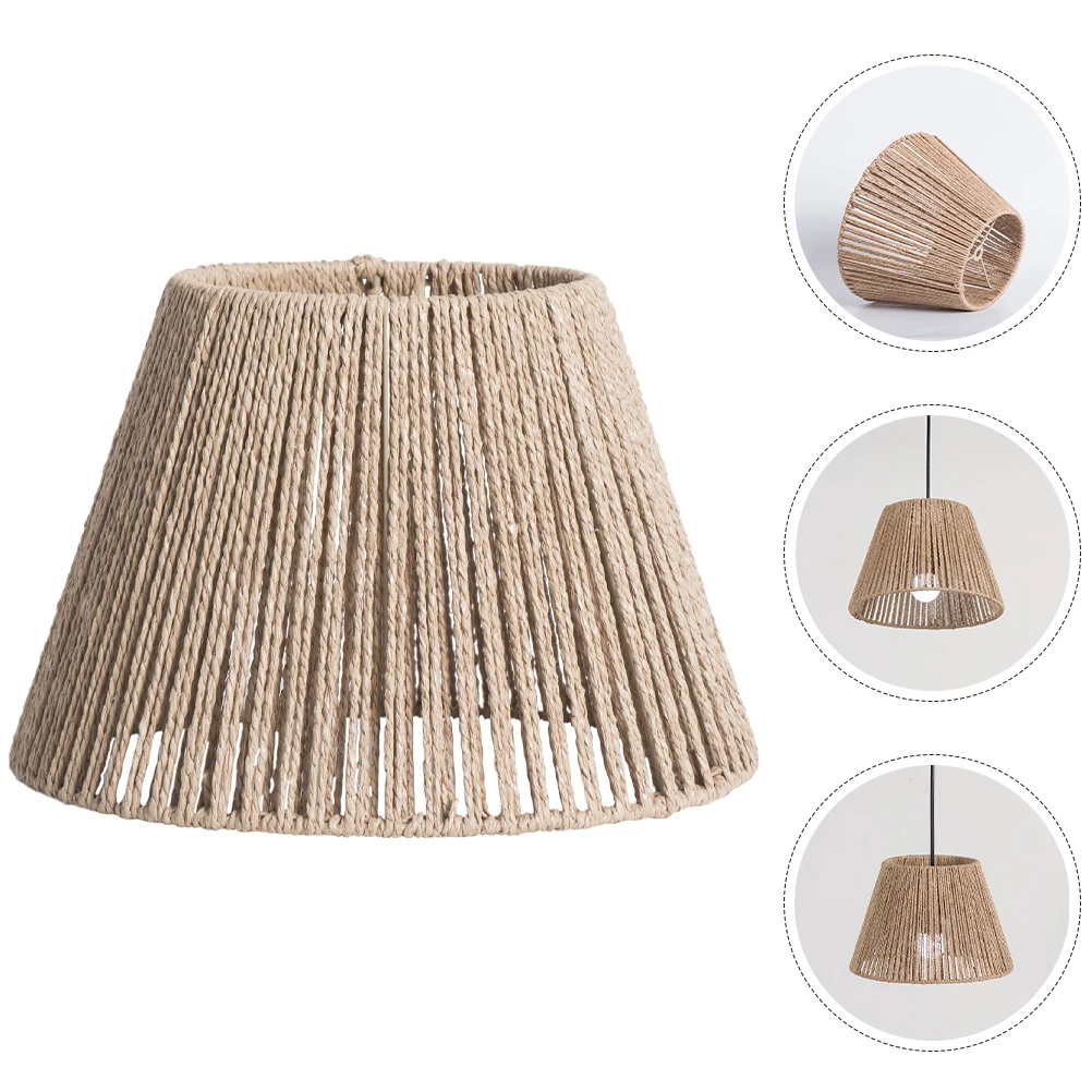 

Retro Style Woven Paper Rope Ceiling Lamp Shade Small Chandelier Light Cover Replacement Indoor Lighting Accessory
