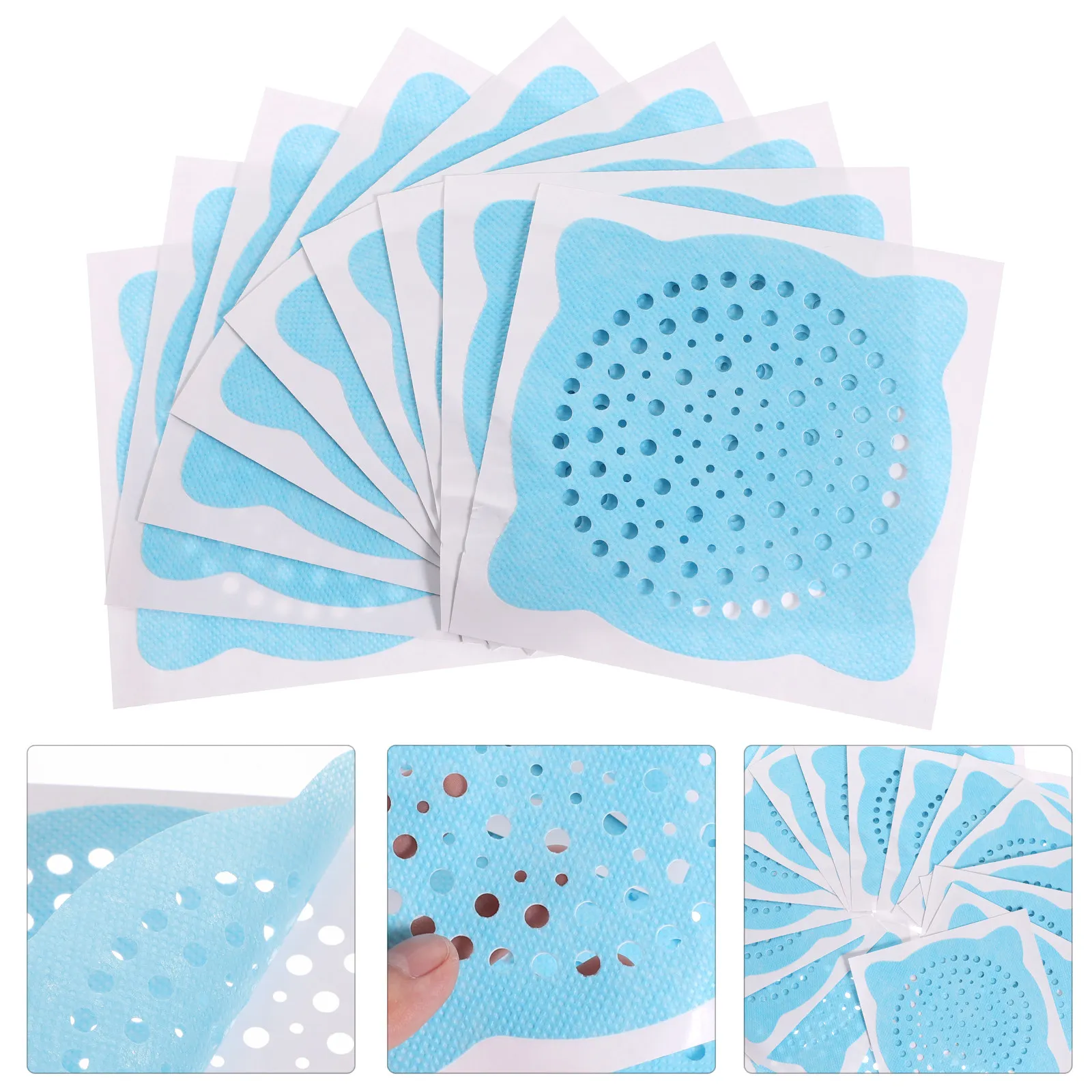 100Pcs Disposable Floor Drain Stickers Bathroom Shower Anti-Block Filtering Hair Catcher Drain Filter Pads Non-Woven Fabric