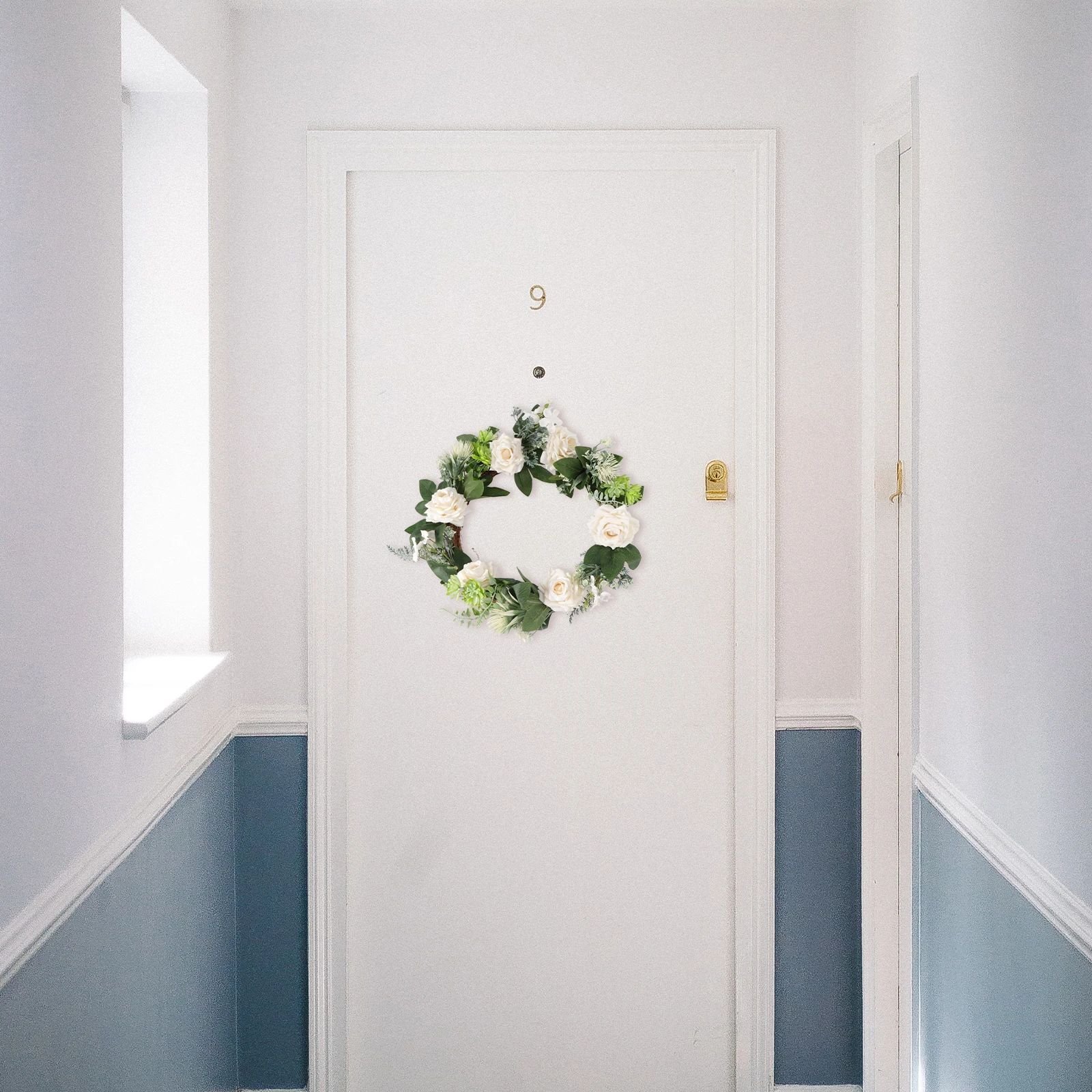 

1pc White Rose Succulent Garland Spring Wedding Wreath Pendant For Wall Door Home Decor Romantic Vivid Hanging Ornament Fresh