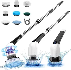 Electric Rotary Floor Scrubber New Wireless Voice Prompts Multiple Adjustable Speeds Adjustable Extension Bathroom Floor Tiles