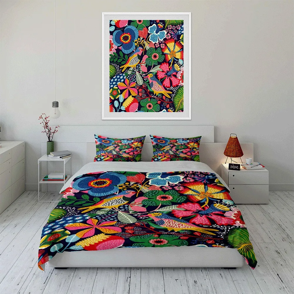 

Colorful Nature-Inspired Pattern Design Exquisite three-piece bedding set gift for kids and adults