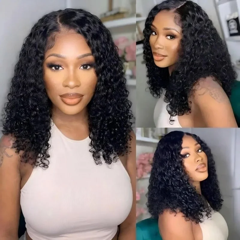 Synthetic 24 Inch Black Deep Curly 13×4 Lace Front Wig, Pre-Plucked Natural Baby Hairline, Thin Transparent Lace Realistic Look
