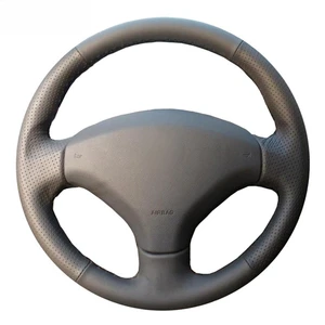 Gnupme diy artificial leather steering coverage black sewn car steering wheel lid of the car to Peugeot 308 old Peugeot 408 6 Main Sales Steeringcover Peugeot 308 - №1