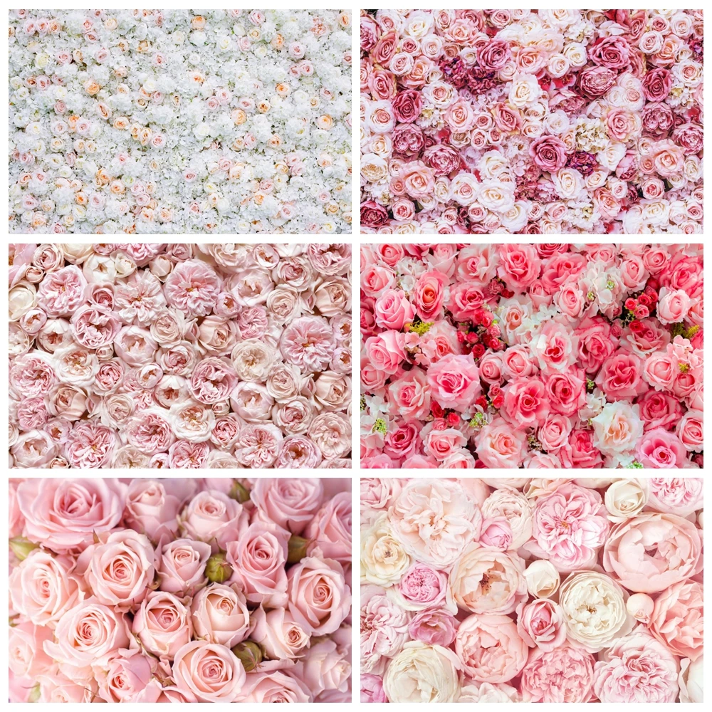 Floral Flower Wall Wedding Backdrop for Photography Bride Baby Shower Birthday White Rose Ceremony Background Decor Photo Studio