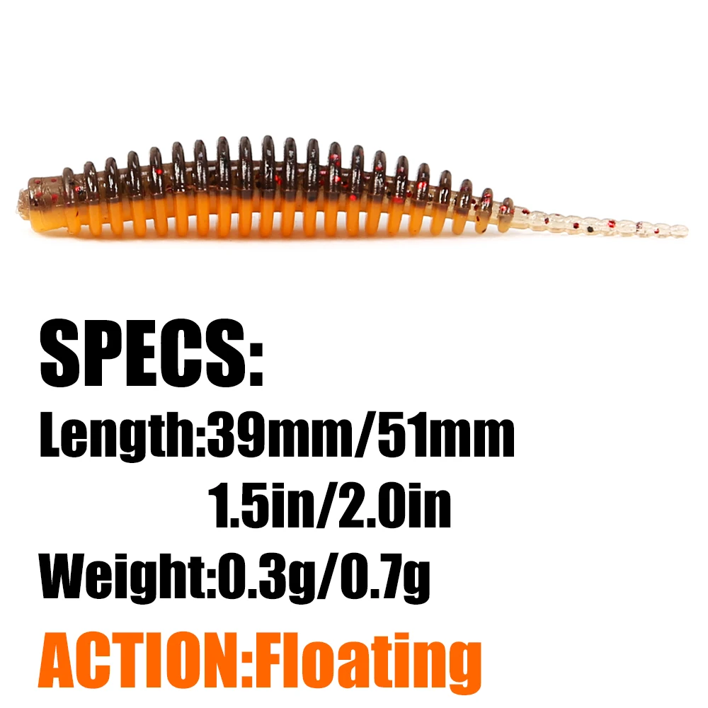 B&U 39mm 51mm TPR Floating worm bait soft bait Tanta fishing lures Pesca carp fishing bass lure Isca artificial