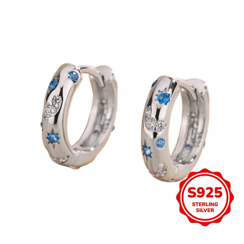 

Personalized Trendy and Cool Authentic S925 Silver Irregular Blue Zircon Lady's Temperament Earrings
