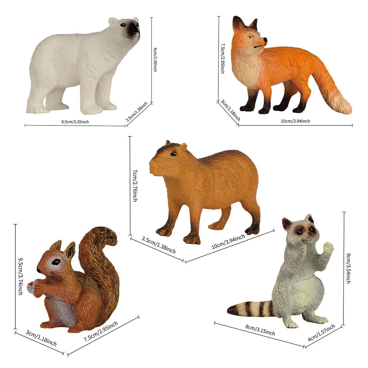 10-Piece Simulation Wildlife Set | Parent-child interactive cognitive toys | Kindergarten Teaching | Decorative ornaments | Children's Birthday Party Summer Gifts | Fox, raccoon, camel, reindeer, squirrel, goat, antelope, capybara, etc