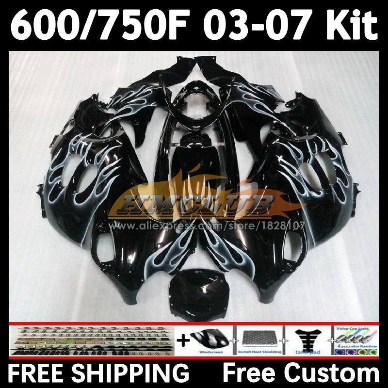 Body For SUZUKI KATANA flames black GSXF 750 600 GSXF750 2003 2004 2005 2006 2007 25No.41 GSX600F GSXF600 03 04 05 06 07 Fairing