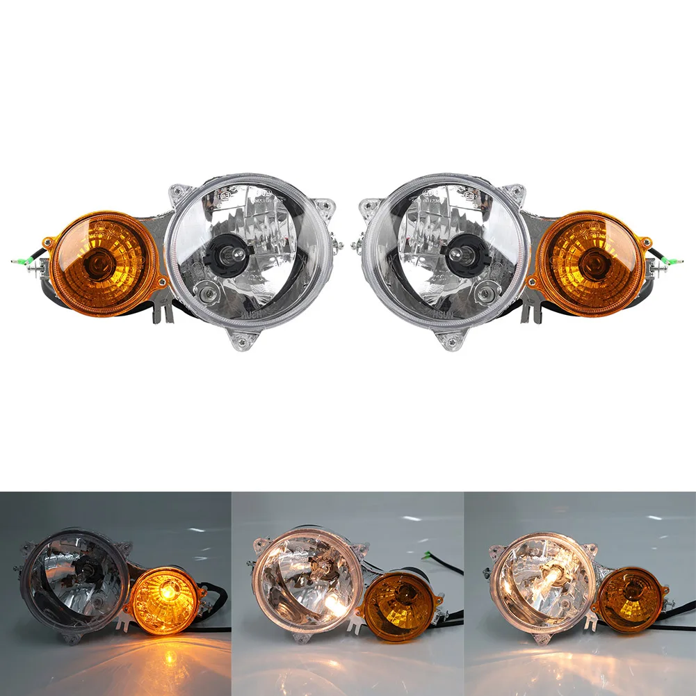 Motorbike LED Headlight Lamp Right & Left Head Light For HiSun 500 700 Models Plastic Black and Clear