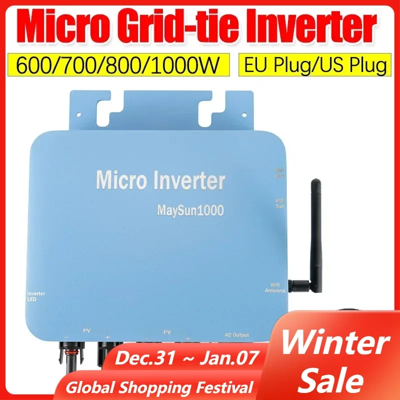 1000W 800W 700W 600W Grid Tie Micro Solar Inverter MPPT Operating 28-55V Intelligent Pure Sine Wave Inverter for AC 220V Home