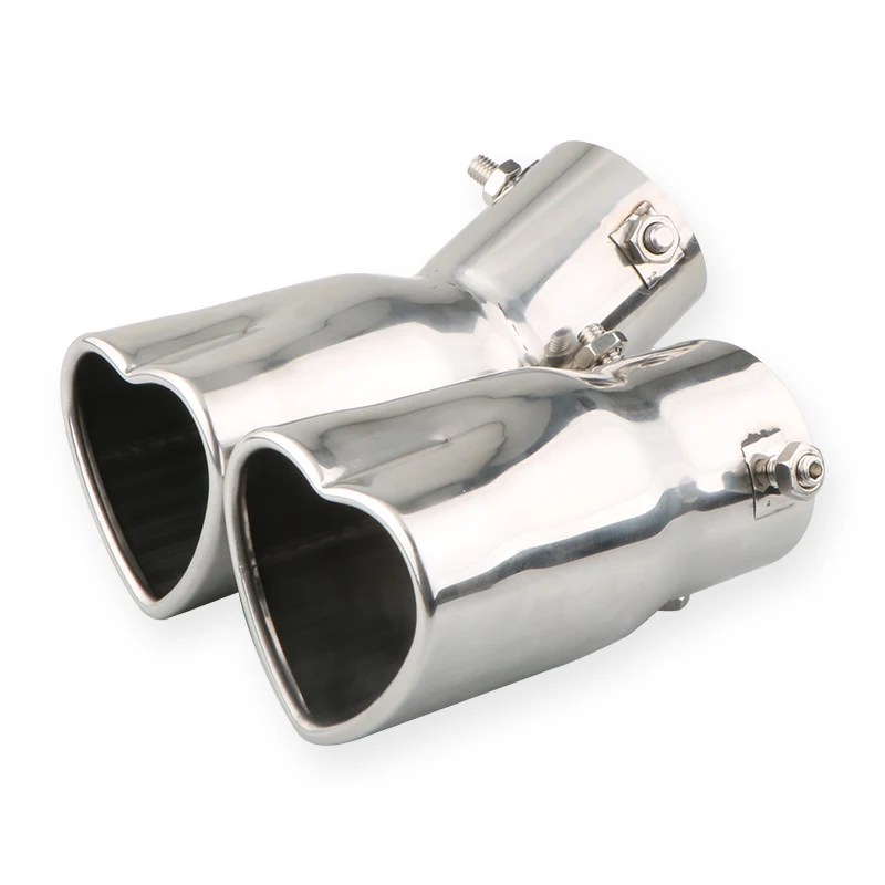 Car Parts New Design Heart Shape Style Car Accessories 2.5 Inch Stainless Steel Silver Colorful Exhaust Tips Muffler Tail Pipe