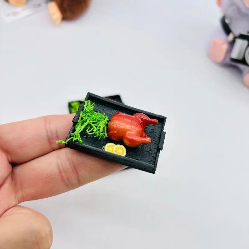 Random 1Pc 1:12 Resin Roast Duck And Christmas Roasted Chicken Scene Model Doll House AccessoriesDollhouse Miniature Food Toy