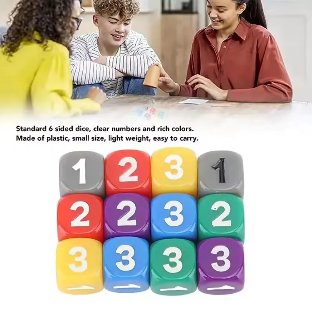 

10pcs Rounded Dice Small Lightweight Colorful Dice Clear Number Made of Plastic Laser Carving Six Colors Available Board Games