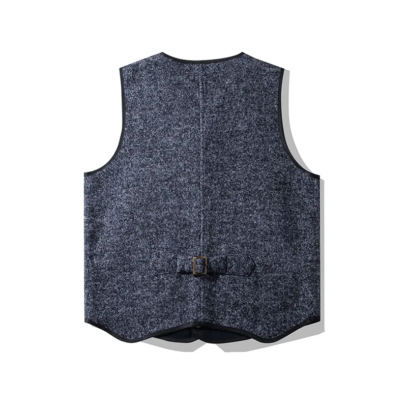 OKONKWO AMEKAJI British Coarse Flower Wool Vest Outdoor Travel Climbing Trekking Camp Tooling Thick V-neck Warm Plush Waistcoat