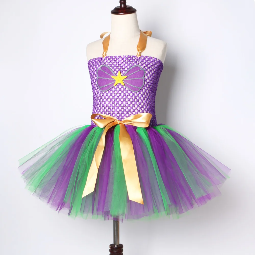 Theeper Purple Sweet Tulle Tutu Dress Fluffy Layer Mesh Princess Gown Cute Birthday Stage Holiday Party Photo Gathering Outfit