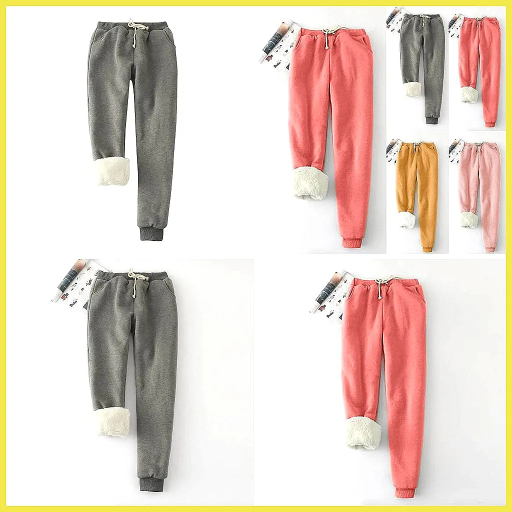 

Big Thickening Warm Pants for Women, Loose Comfortable Thermal Trousers, Pure Color Fleece Leggings